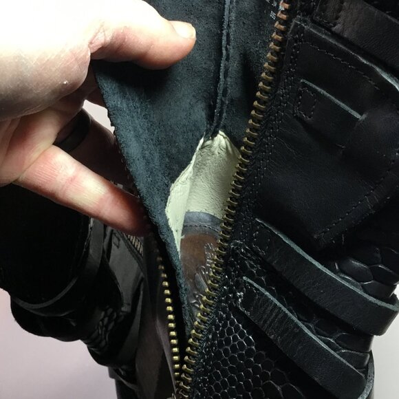 Freebird Baker Boots Black Leather Snakeskin Women's Size 9 Shoes Zip Biker - Picture 11 of 11